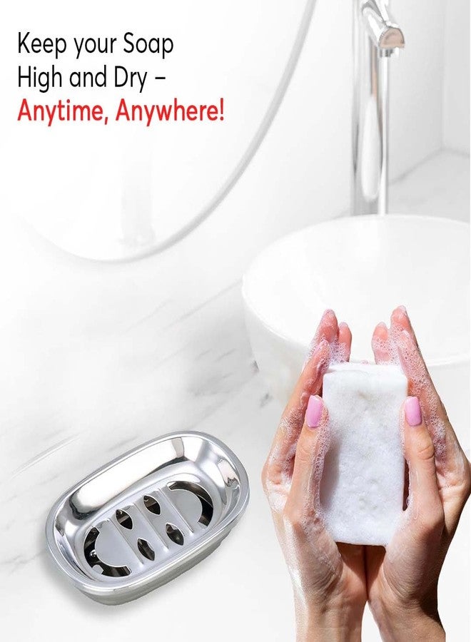 Expresso Stainless Steel Bar Soap Travel soap Holder Soap Tray Dish for Bathroom Shower, Holder with Draining (Oval) - Image 5